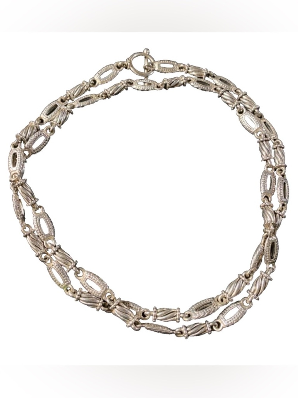 Vintage Premier Designs Silver Tone Detailed Open Link / Twisted Barrel Necklace - Picture 7 of 8